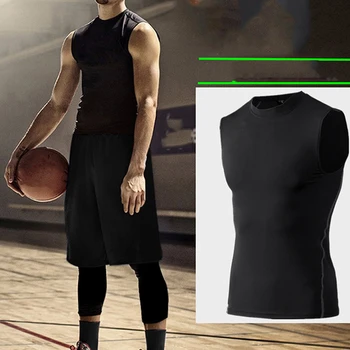 2023 Новая мужская компрессионная быстросохнущая футболка, жилет без рукавов, стрейчевые топы для занятий спортом в тренажерном зале.
