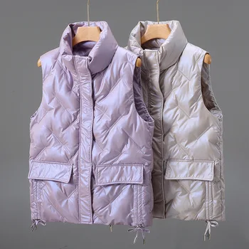 Женское хлопчатобумажное пальто зимнего корейского стиля, модная водолазка, однотонное женское пальто без рукавов, прямая поставка LDY822