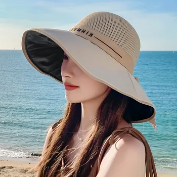 Новая летняя шляпа 2023 Года, женская виниловая солнцезащитная шляпа с большими полями, для отдыха на природе, закрывающая лицо, Рыбацкая шляпа Tide