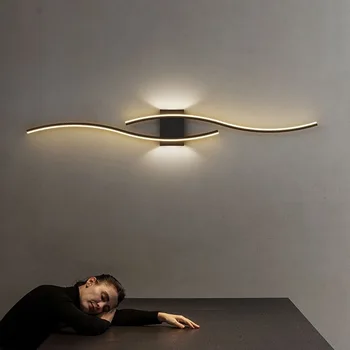 Скандинавский минималистичный дизайн настенного светильника с длинной полосой для гостиной, диванного фона, настенного светильника, прикроватной лампы для спальни, осветительного прибора