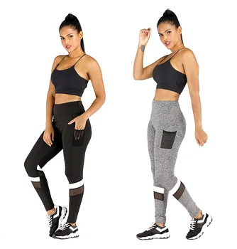 Штаны для йоги с сетчатым карманом, спортивные леггинсы для женщин, черно-белые брюки для йоги в стиле пэчворк, шорты для женщин, колготки для бега для женщин
